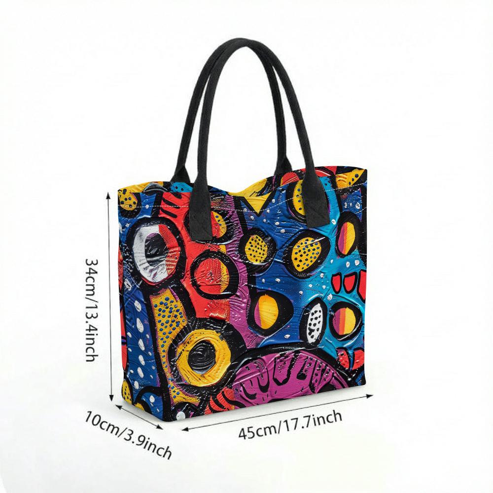 Colorful Graffiti Tote Bag Casual Large Capacity Daily Shoulder Handbag for Outdoor Shopping Travel