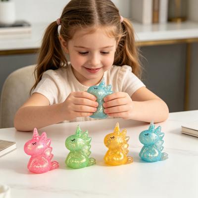 Juguete de Apretar con Purpurina Rebote Lento Suave Elástico Sensación de Pellizco Herramienta de Descompresión Linda para Niños Aliviador de Estrés Portátil