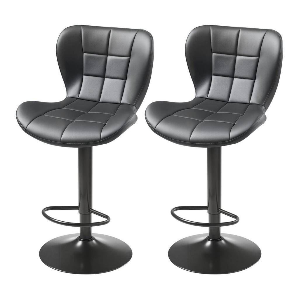 Bar Stool Set of 2, Modern PU Leather Counter Height Stools, Swivel Kitchen Barstool with Back and Footrest, Height Adjustable Armless Bar Chair,