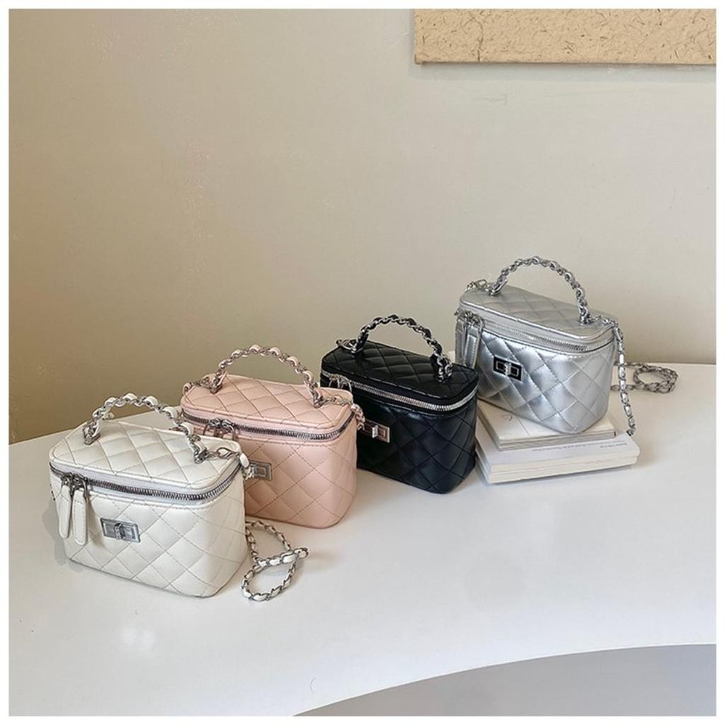 Crossbody Bag Women PU Quilted Chain Strap Daily Commute