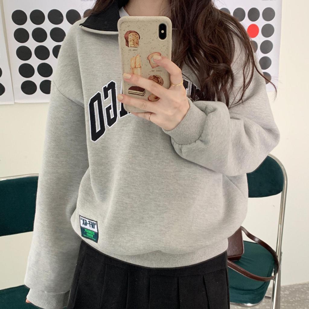 Dame Langermet V-hals Løse Pullovers Dame Overdeler Ensfargede gensere