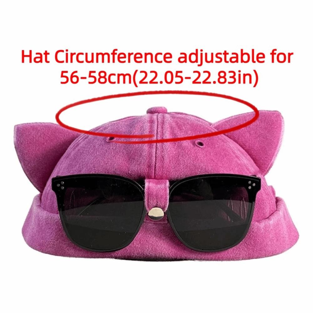 Cat Ears Brimless Hat with Sunglasses Sweet Breathable Woman's Landlord Hat Detachable Sunglasses Without Brim