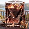 Personalized Flannel Throw Blanket,Attack On Titan Custom Printed Name, Cozy Plush Blanket For Home Use