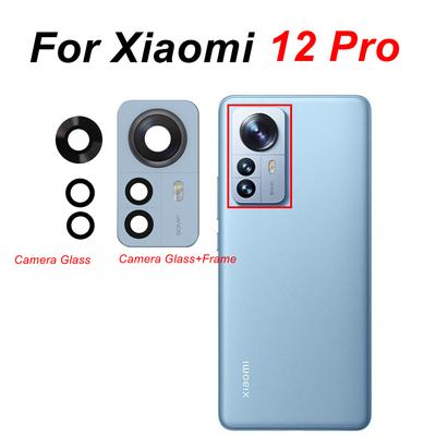 Para Xiaomi 12 Pro Lente de cristal de cámara trasera + Soporte de marco Piezas de repuesto Reparación 2201122C 2201122G Gris Azul Púrpura