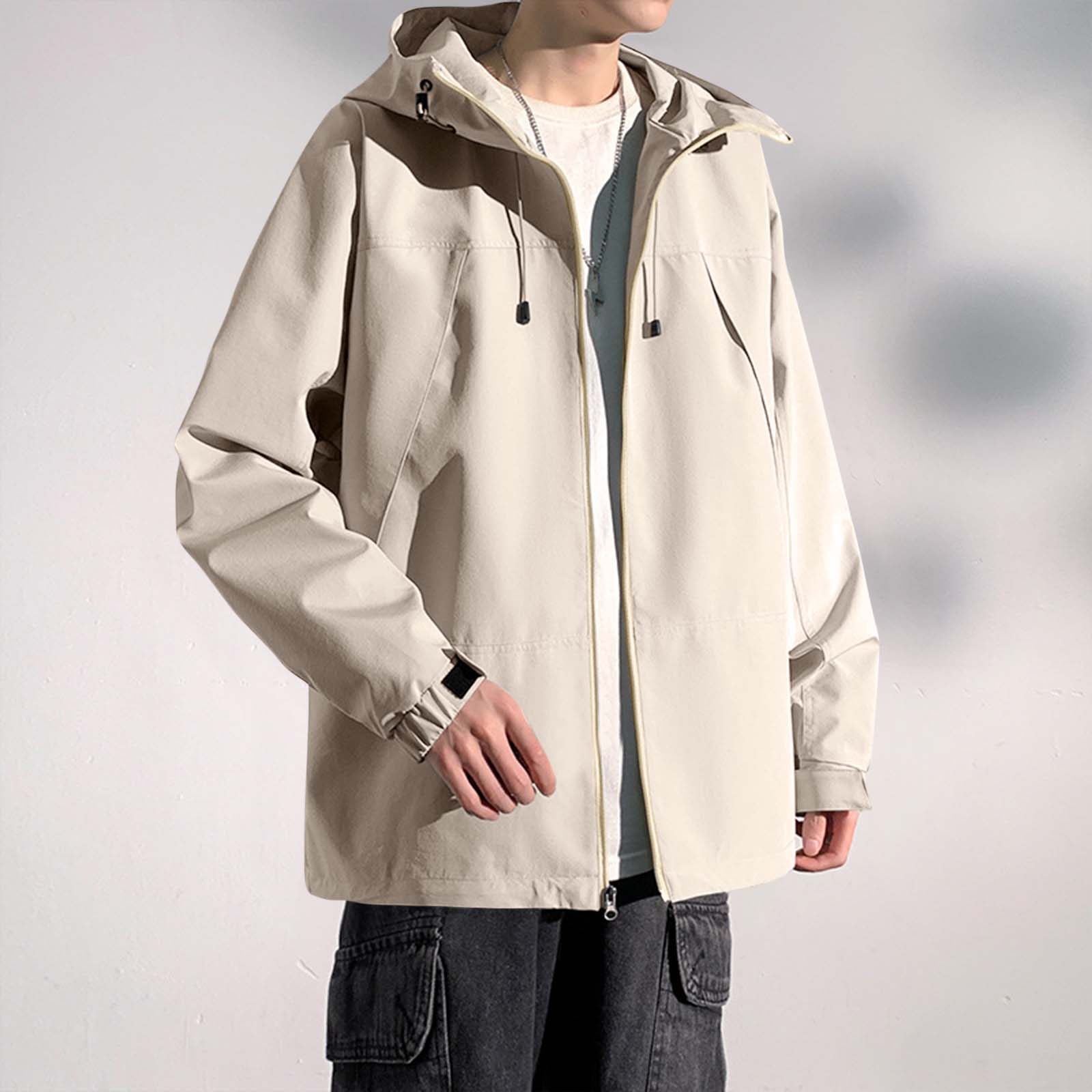 

Men s Solid Color Outdoor Jacket Couple s Casual Sports Mountaineering Workwear Jacket M