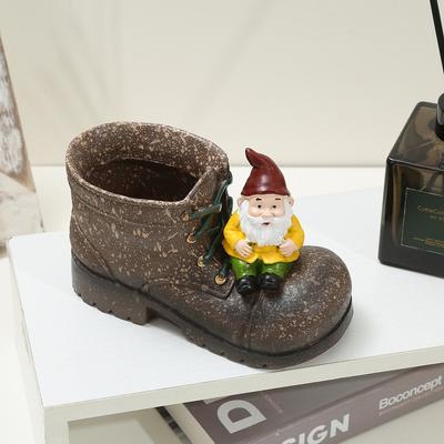 Creative Cartoon Shoes Dwarf Flower Pots Resin Crafts Funny Planters Pot Waterproof Handmade Succulents Flower Pot Living Room