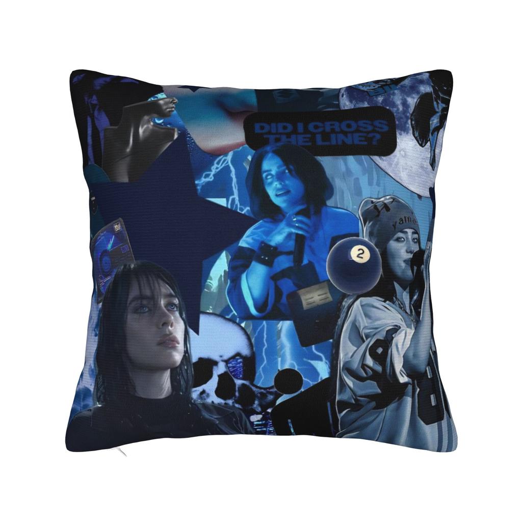 Billie Eilish Fan Merch Povlak na polštář Hit Me Hard & Soft Design alba Potah na polštář Oboustranně potištěný Pro hudební fanoušky Domácí dekorace