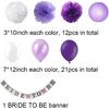 Purple Bridal Shower Decorations Kit-Bride To Be Banner White Lavender Purple Tissue Flower Pom Poms Paper Lanterns Latex Balloons for Purple