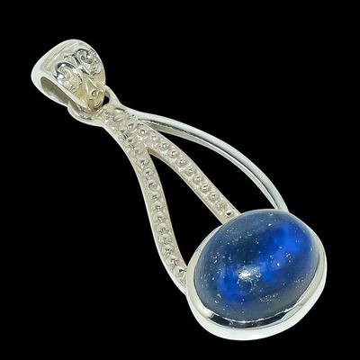 Natūralus Lapis Lazuli Brangakmenis 925 Kieto Sterlingo Sidabro Dovaninis Pakabukas 1,50" D6H84