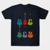 Men Black Print T-shirt Guitars No-Cut Transfer Paper Print Cotton Tshirt