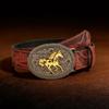 Western Cowboy Pu Leather Belt With Horse Alloy Fastener Design For Fashion Enthusiasts