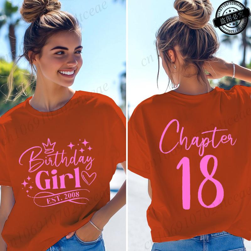 T-shirt da Donna Divertenti Ragazza del Compleanno Nata nel 2008 Regali per Ragazze Magliette Capitolo 18 Ragazza del 18° Compleanno Top Grafici Streetwear Retro
