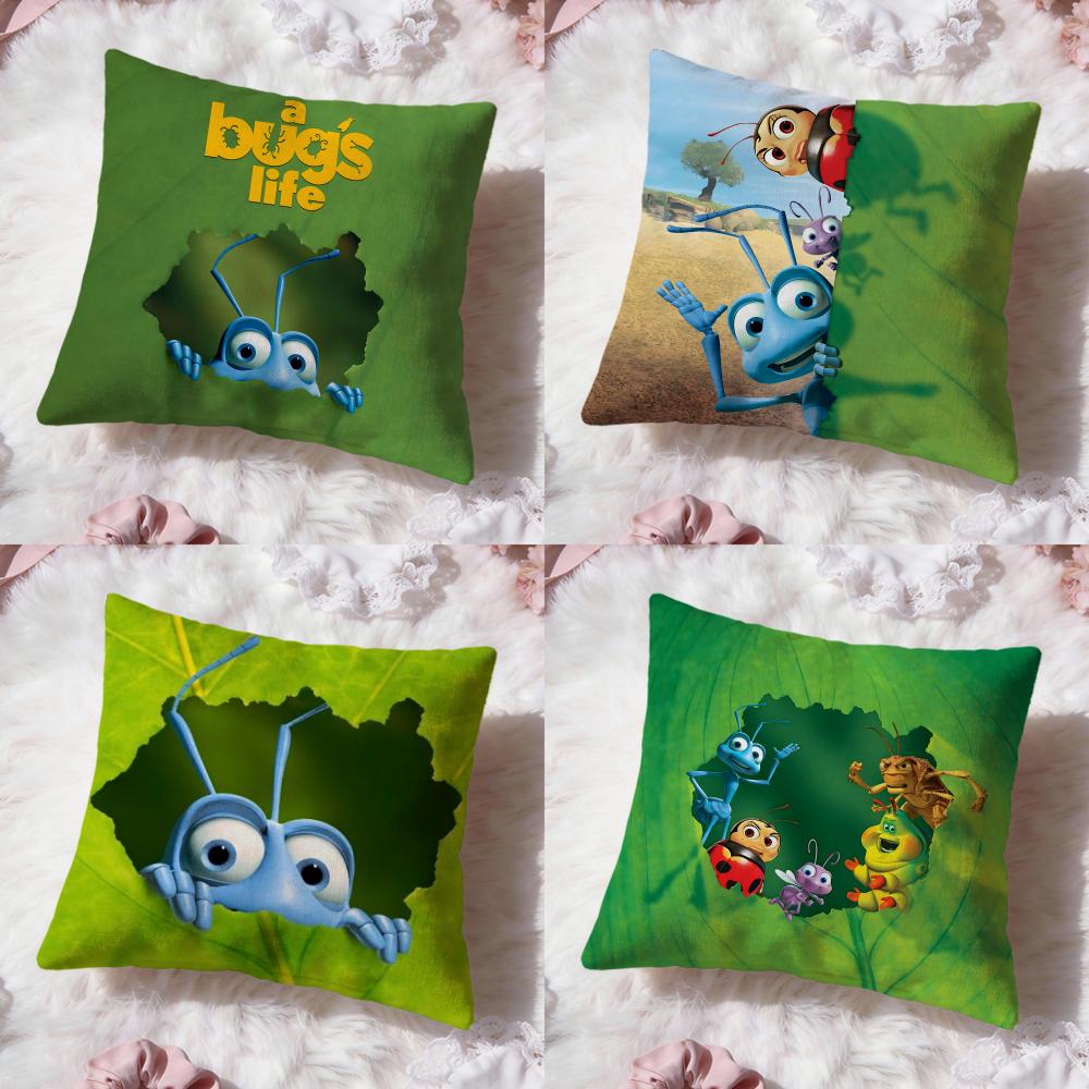 A Bugs Life Cartoon Cushion Cover Premium Comfort Reversible Pillow Cove -Two In One Design for Any Room & Car Interior