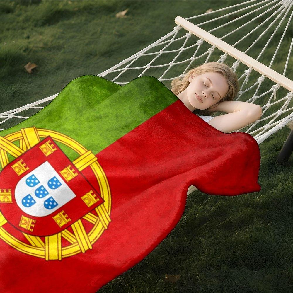 Portugal Flag Blanket Single Sided 2D Print Soft Flannel Fleece Throw Blanket for Bed Couch Sofa Patriotic Portuguese for Fans