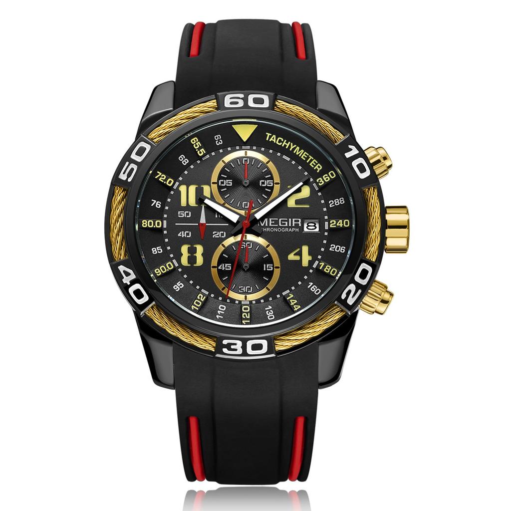 Megir Silikon Sportsklokke Herre Relogio Masculino Toppmerke Luksus Chronograph Army Military Watches Klokke Herre Quartz Armbåndsur