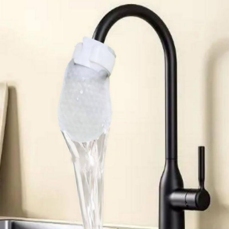 Water-Saving Universal Faucet Filter with Splash-Proof Cotton Bag and Secure Strap for Bathroom