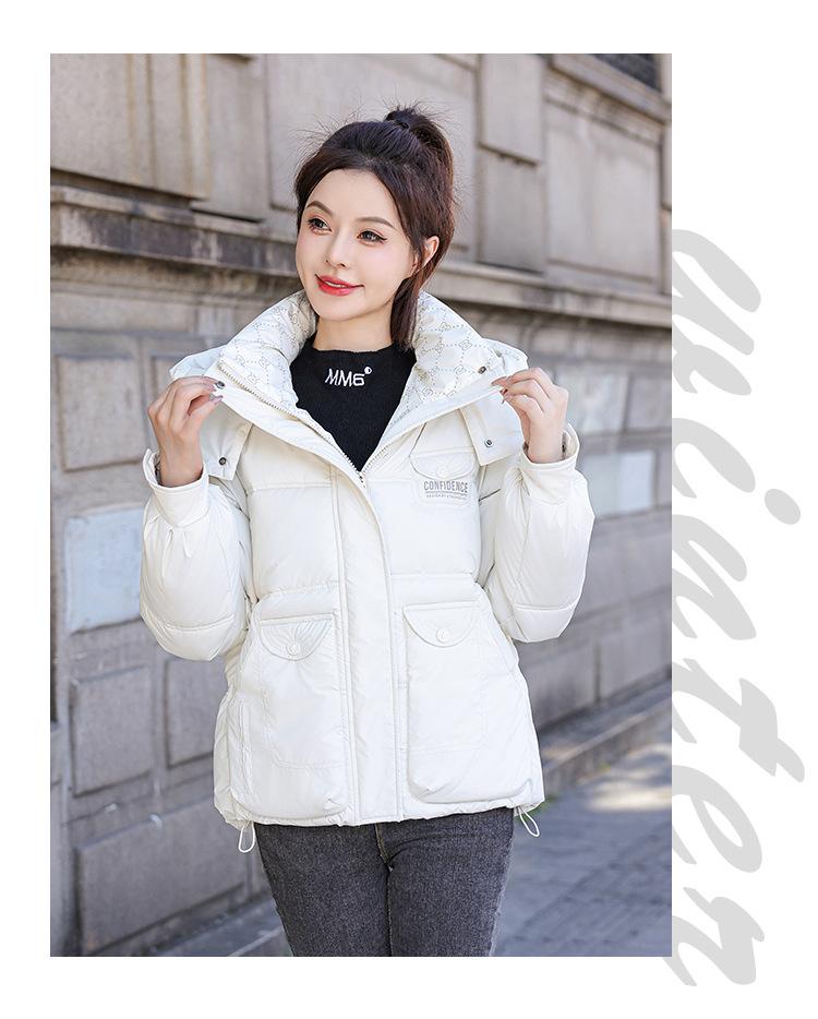 Autumn and Winter Women's Coat Solid Color Hooded Large Pocket Short Loose Coat Thickened Warm Student Jacket