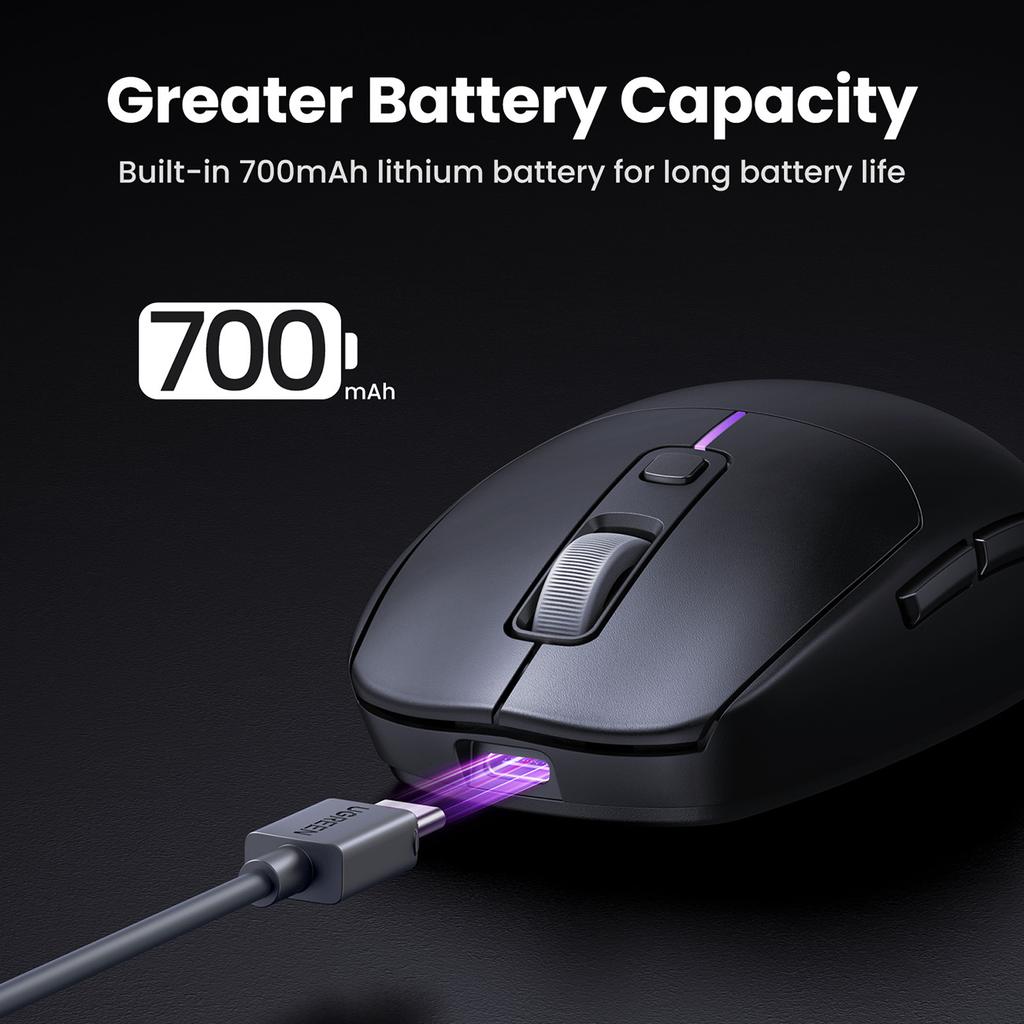 Ugreen Black Dual Connectivity Wireless Mouse MU103 with Bluetooth 5.0 & 2.4GHz Compatibility