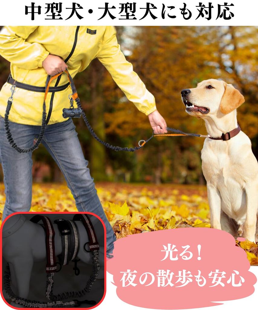 dog for medium to large shoulder waist small and Hands-free leash, retractable, dogs, strap, reflective, belt, dogs, more. (Green)