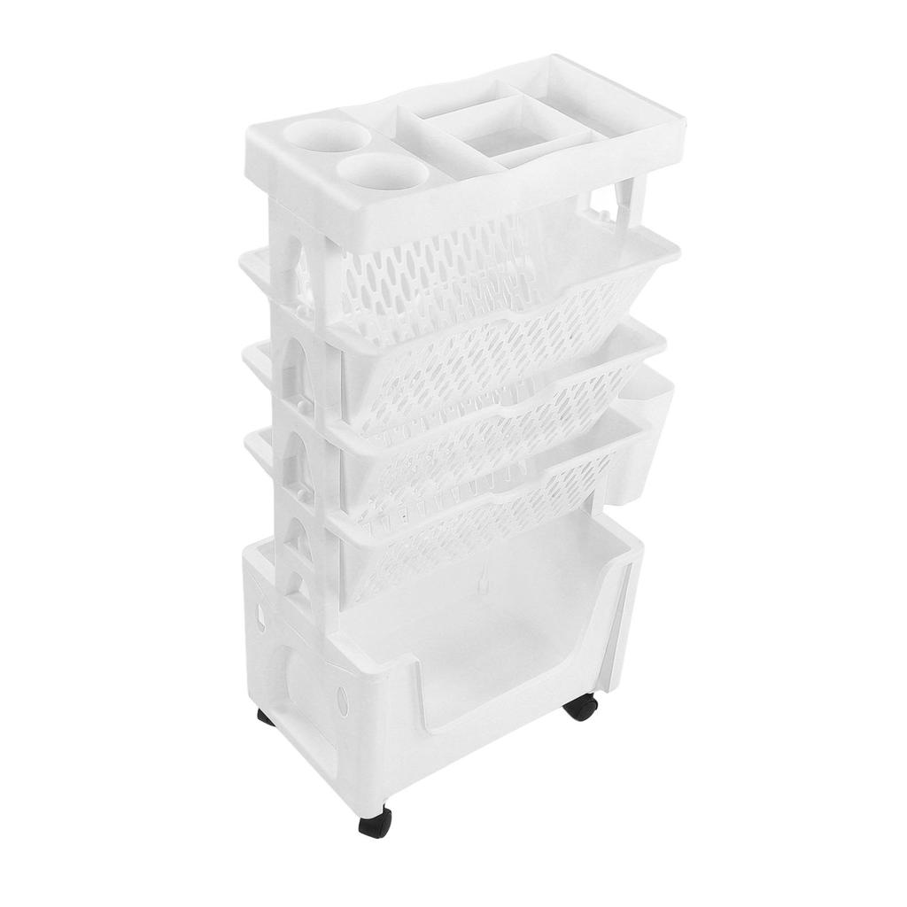 Movable Book Rack Large Capacity 5 Layer Thickened Rollers Multifunctional Movable Bookshelf for