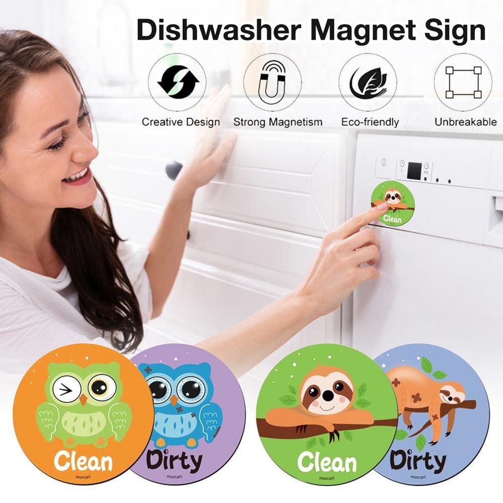 Funny Dog Owl Fridge Magnets Dishwasher Magnetic Sticker Home Decor Clean Dirty Sign