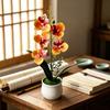 5 Heads Artificial Orchid Potted Flower Pink with White Pot Simulated Flower Butterfly Orchid Potted Plastic Multi-Bloom