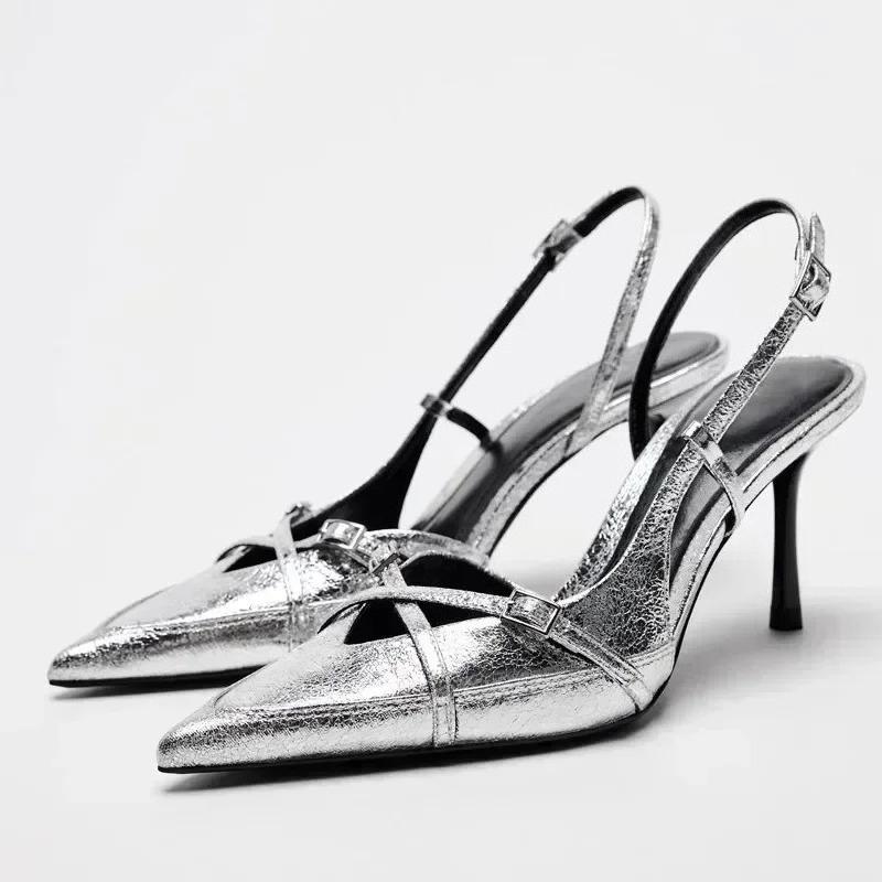 Fashion High Quality Burgundy Patent Leather High Heels Women Elegant Pointed Toe Thin High Heeled Sandals Fashion Banquet Evening Shoes