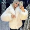 Women Elegant Large Lapel Fox Fur Coat Female Fluffy Casual Long Sleeve Jacket Autumn Winter Thick Warm Faux Fur Coat