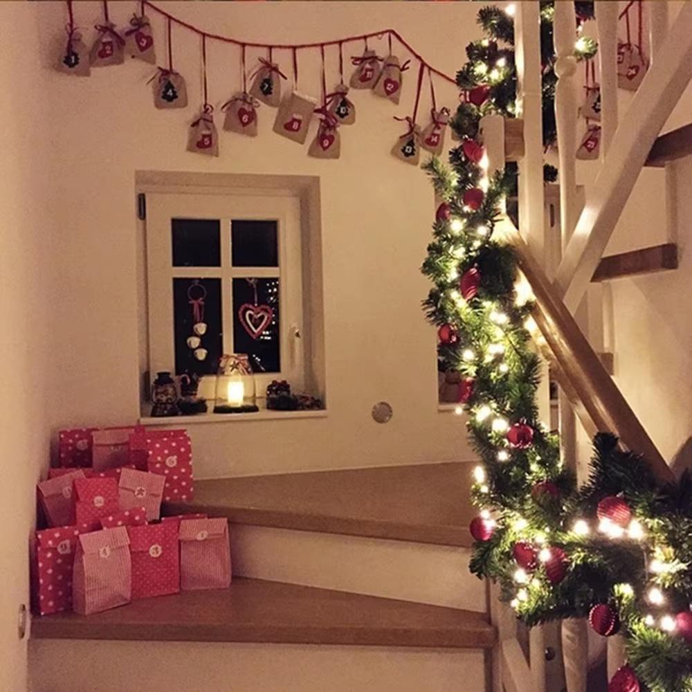 2.7M Christmas Wreath Rattan Garland For Front Door Window Christmas Decoration Artificial Rattan Hanging Staircase Ornaments