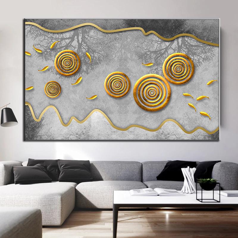 

Современные абстрактные золотые рыбки, роскошные круглые постеры на скандинавскую тему и принты, холст, картина, настенная художественная картина для декора гостиной, спальни