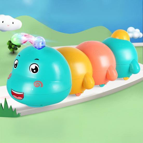 Electric Magnetic Caterpillar Toy with LED Light Music Toddlers Walking Caterpillar Toy Boys Girls Tummy Time Caterpillar Crawling Musical Toy