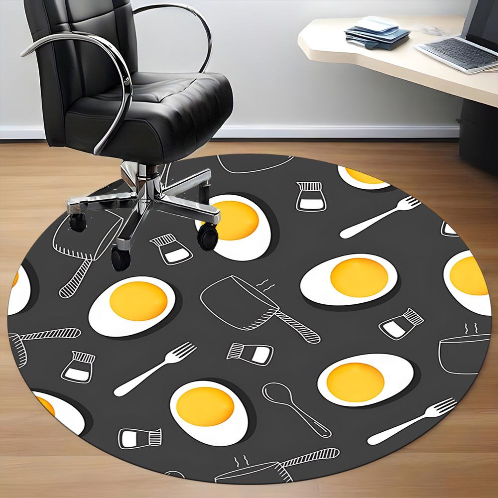 1pc Eggs Pattern Office Round Rug, Carpet for Office, Gaming, Lightweight Round Floor Mat Yy260205075