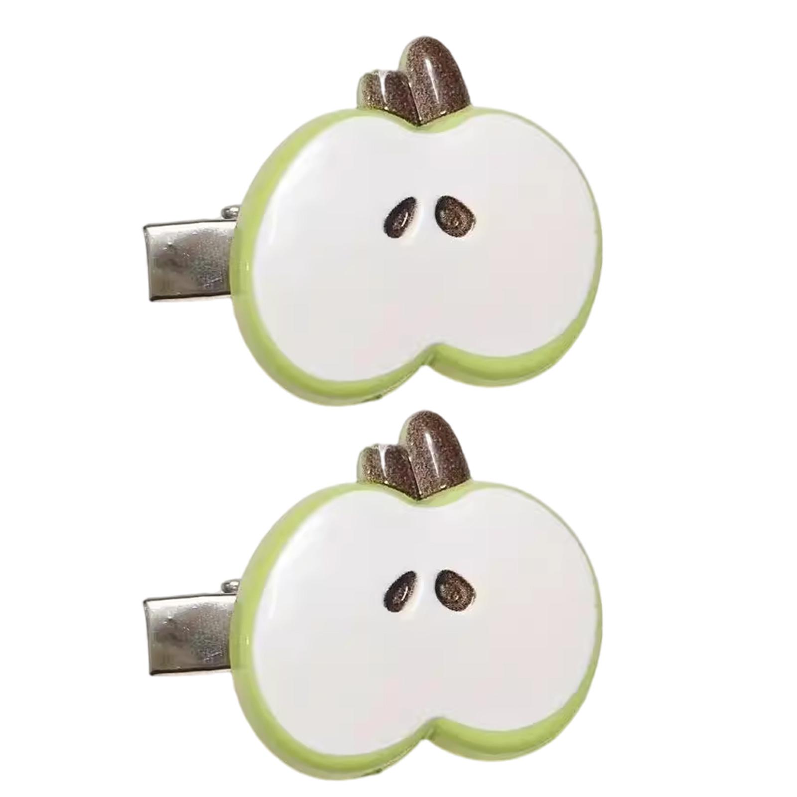 

2PCS Lovely Kids Hair Clip Cartoon Apple Shape Hair Barrettes for Children School Activity Teens Girl Styling Tool зелёный