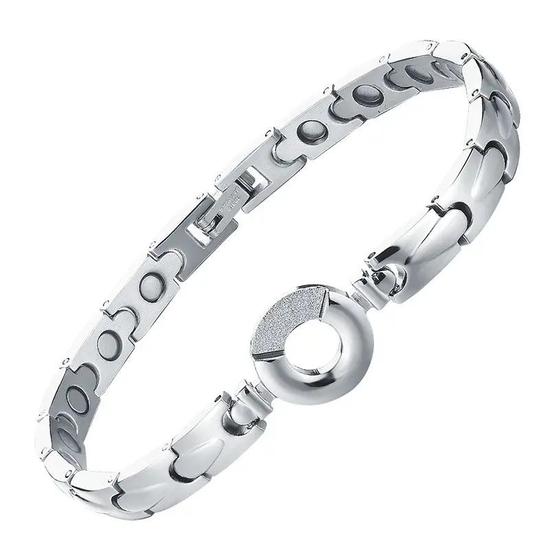 Diamond-encrusted Water Drop Stainless Steel Magnet Bracelet Adjustable Titanium Steel Gold-plated Women's Magnetic Health Bracelet