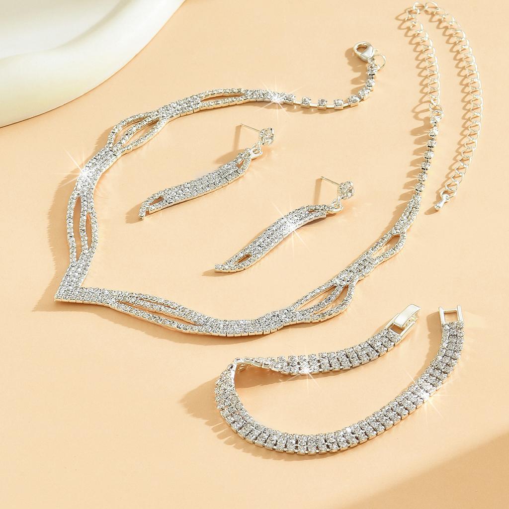 BLINGBAY Smykkesett for kvinner Søtt Romantisk Mote Bryllup Elegante Tilbehør Øredobber Halskjede Armbånd Sett Jenter Moderne Smykker Gave