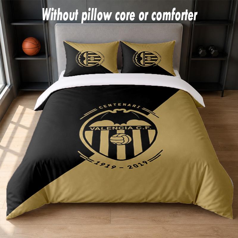 Valencia FC Design Bed Bedding Set 1 Duvet Cover + 2 Pillowcases Soft Breathable Household Bed Linens