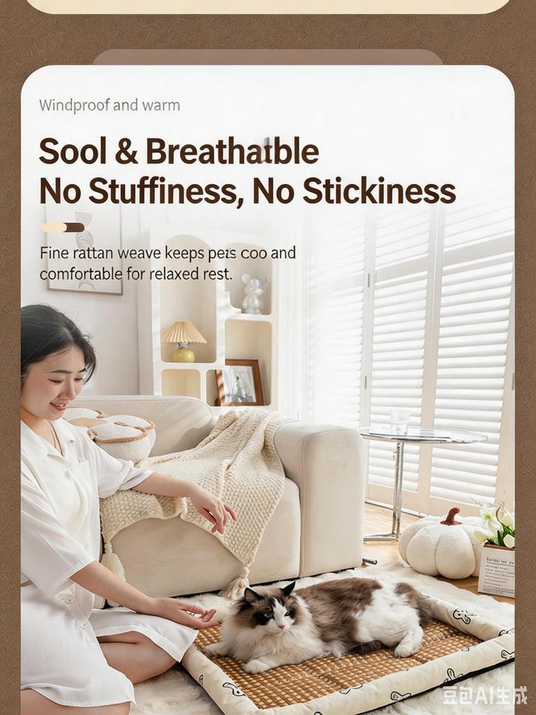 Pet Summer Cooling Mat Rattan Dog Cat Sleeping Bed Cushion