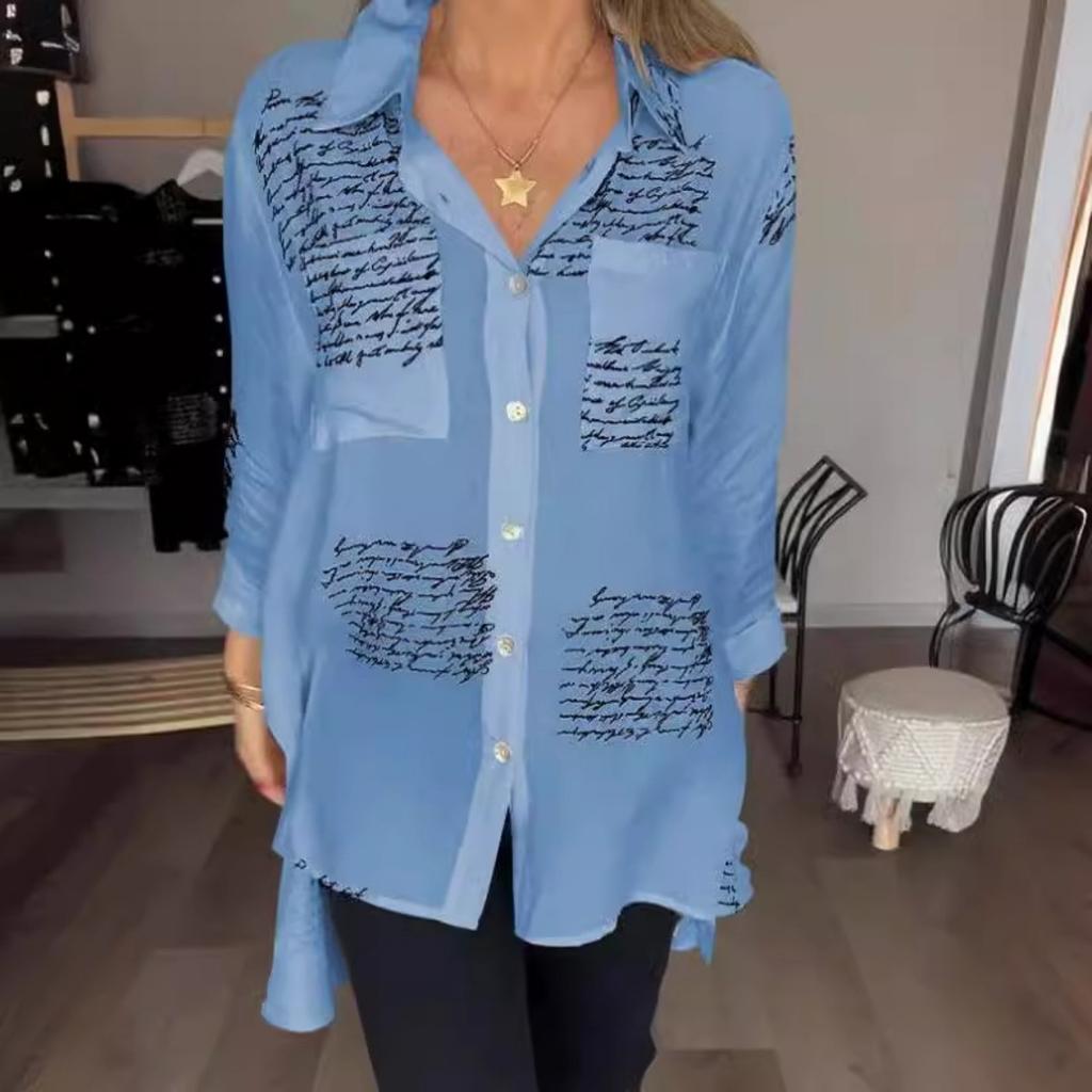 New Cross-border Spring Dovetail Pendulum, Independent Station Fashion Printed Shirt Women