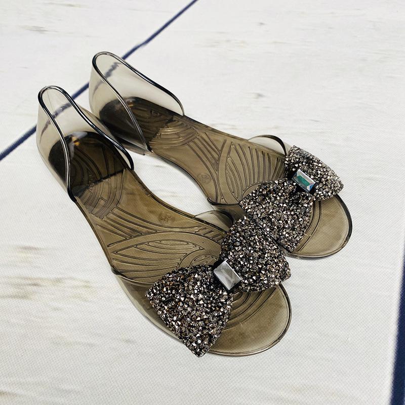 

Broken Diamond Bow Transparent Single Shoes Four Seasons Shoes Summer Women S Fashionable And Comfortable Pvc 41 прозорий колір чорний