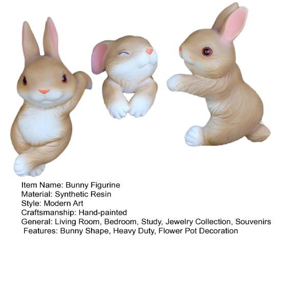 3Pcs Climbing Bunny Figurine Simulated Rabbit Statue Resin Animal Sculpture Outdoor Garden Flower Pot Hugger Hanger Ornament Decoration