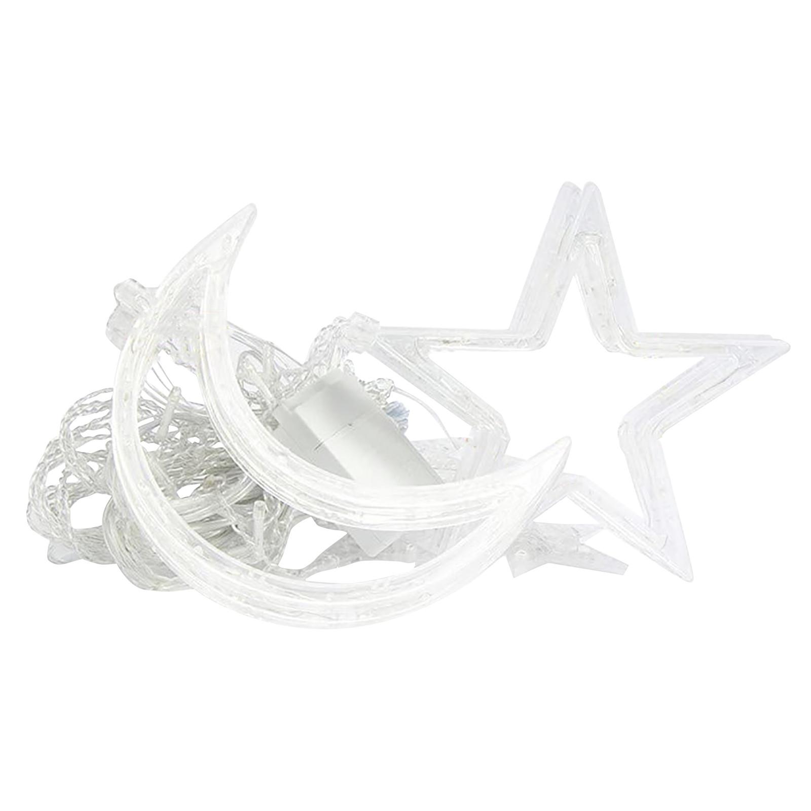 

Світлодіодна зіркова гірлянда з місяцем, тепла та святкова прикраса, світло для штор білий