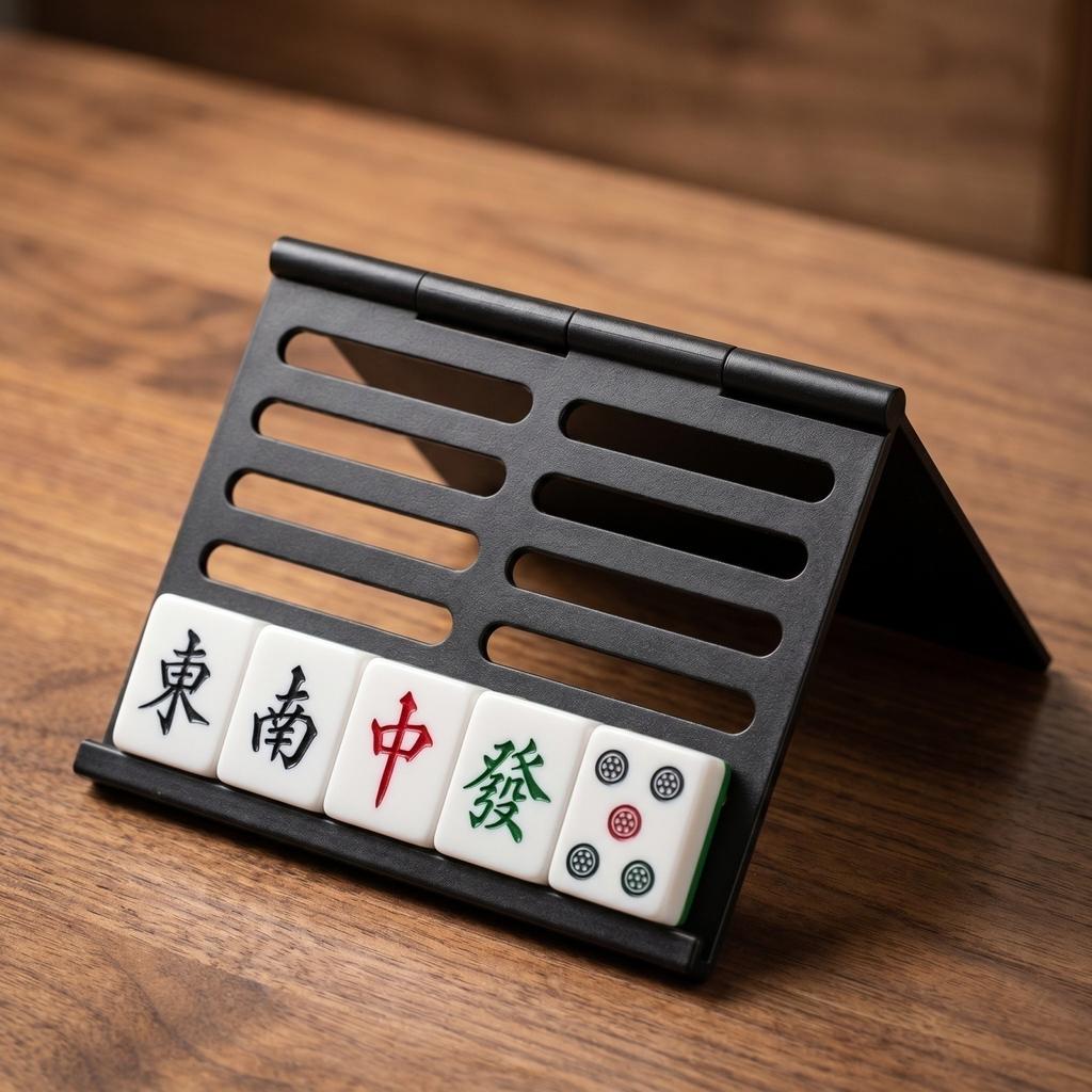 Foldable Mahjong Tile Holder Stand Adjustable Slotted Game Card Rack Organizer for Tabletop Use Durable Plastic Material Compact Design