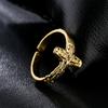 Vintage Cross Rings For Women Men Gold Color Stainless Steel Adjustable Ring Religious Party Jewelry Gift