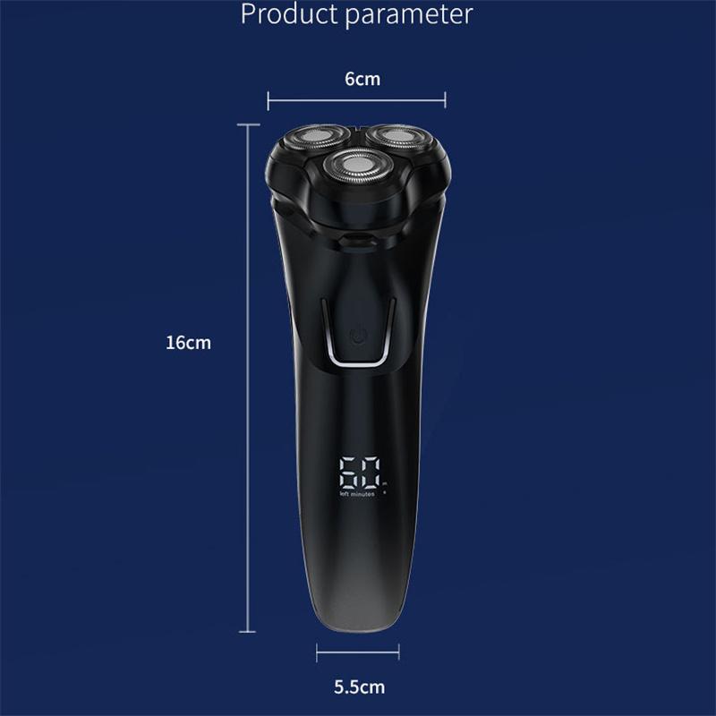 High-Quality USB Rechargeable Electric Shaver for Men Fully Waterproof Triple Blade System Digital Battery Indicator Multi-Function Shaver