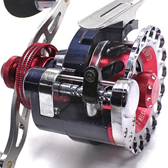 Wellvie classy Skein fishing Raft reel Loofah fishing Octopus Squid 2.6:1 10BB Drop-in single shaft reel for raft Taiko reel with level winder (red)