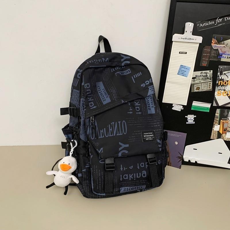 Letter Unisex Graffiti Backpack With Multiple Pockets For School And Campus