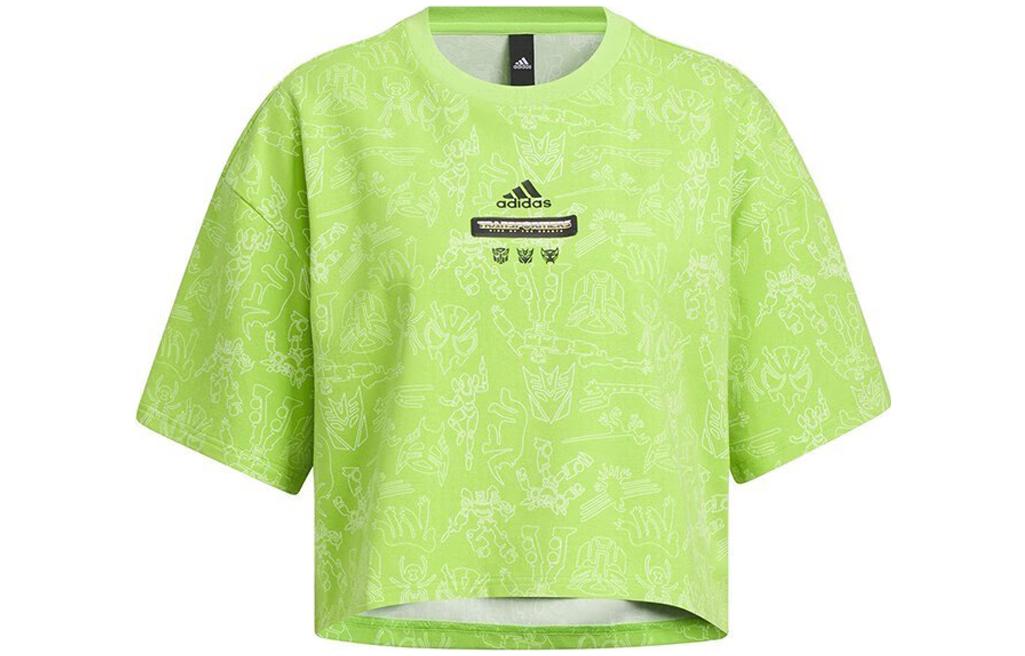 Adidas X Transformers, Collaboration Collection T Shirts Women s Yellow Crew Neck Moderate Straight Fit IK3476 L