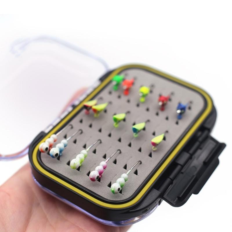 Sinking Metal Jigging Hard Baits Winter Ice Fishing Jig Set Ice Fishing Gear with Box Small Baits Ice Fishing Lure Set