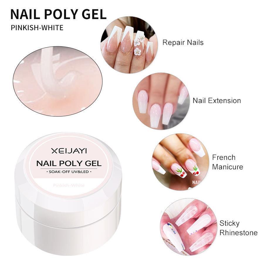 UV/LED Gel na prodlužování nehtů Křišťálový fototerapeutický gel Modelovací Rychle vytvrzující Pevný gel DIY Salon Nástroj pro nail art