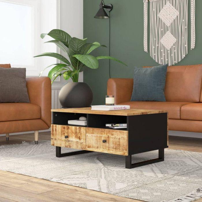 VidaXL Table basse 80x54x40 cm Bois de manguier solide et d'ingénierie 351954